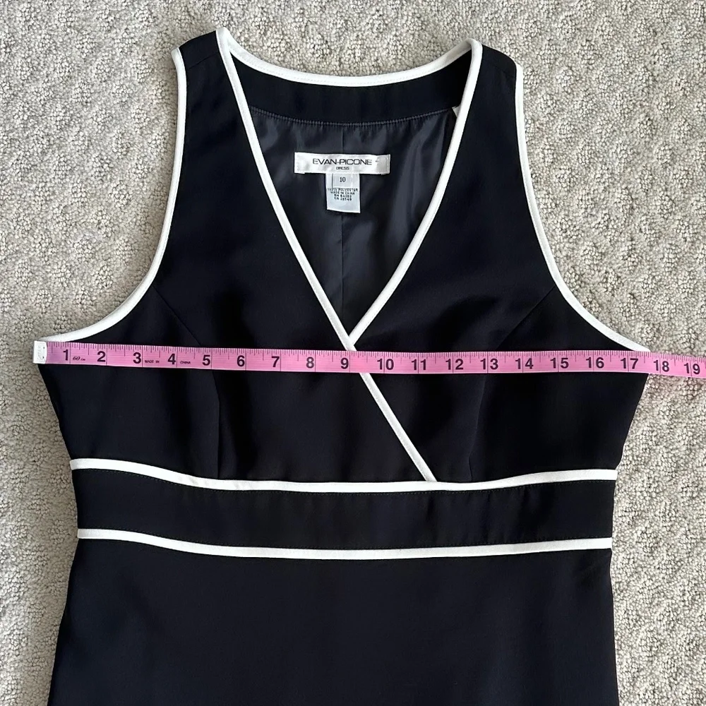 Evan-Picone Al Fresco Midi Dress Black/Ivory Size 10 NWT Classic Neutral Office - Picture 15 of 15
